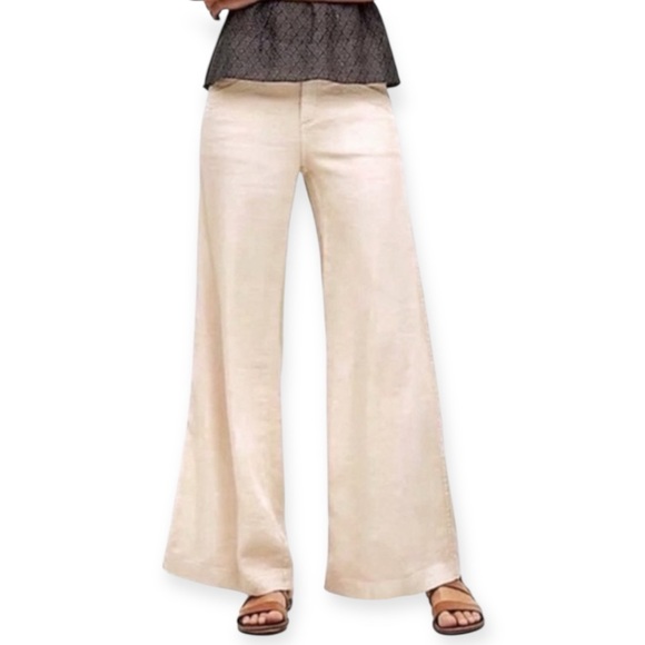 Anthropologie Pants - Hei Hei Anthropologie Libby Wide Leg Khaki Linen Blend Pants
